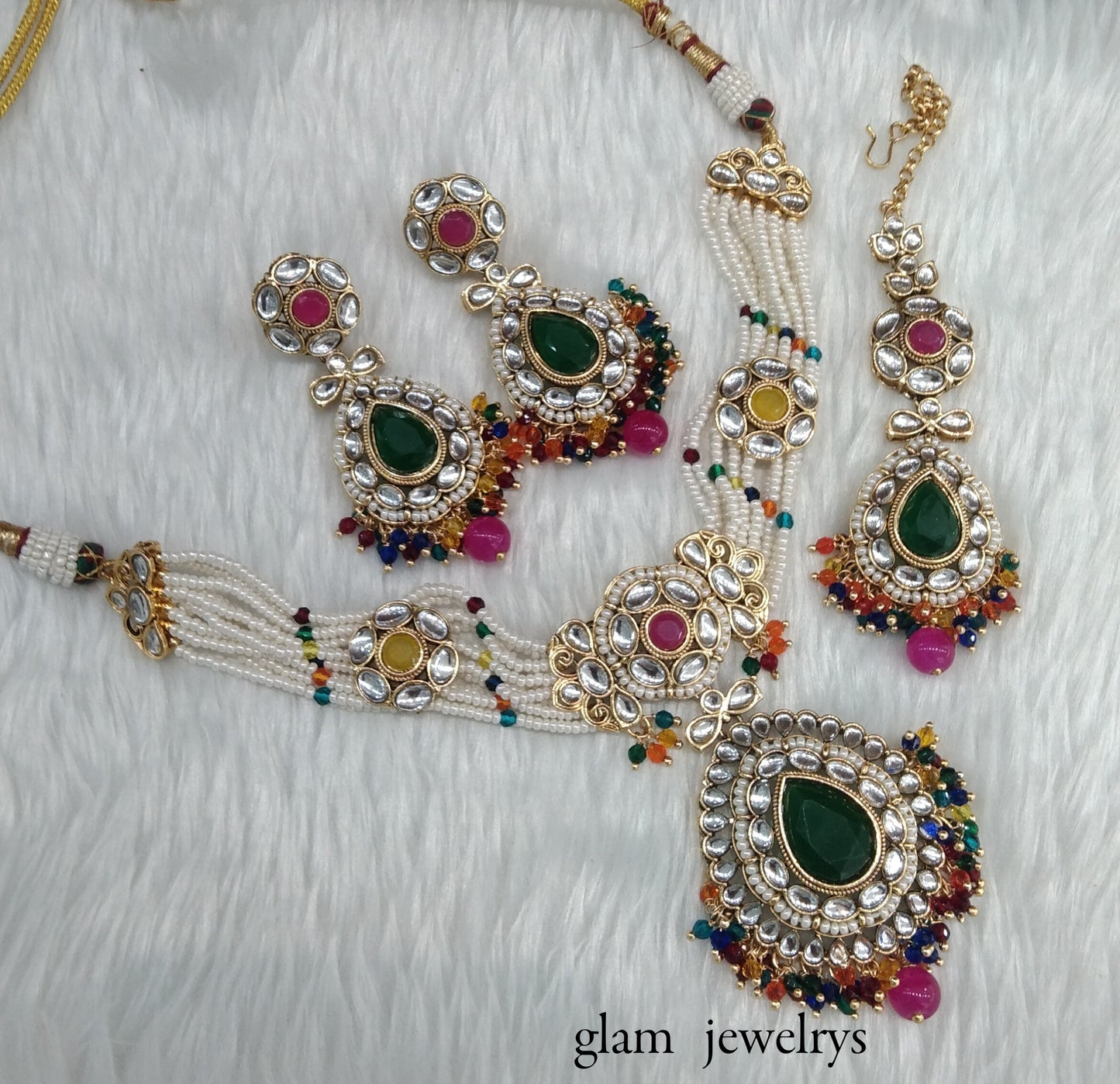 Multi Color kundan Indian jewellery choker Balwinder sets