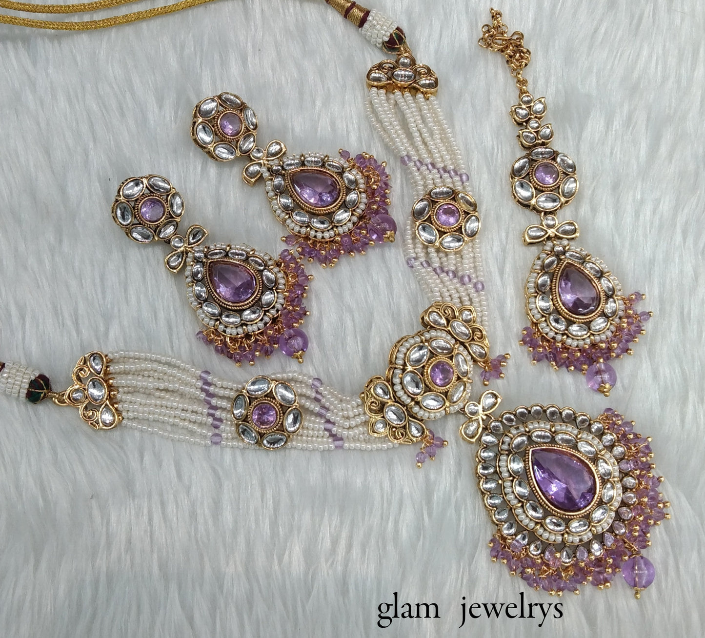 Lavender kundan Indian jewellery choker Balwinder sets