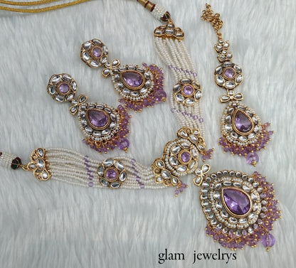 Lavender kundan Indian jewellery choker Balwinder sets