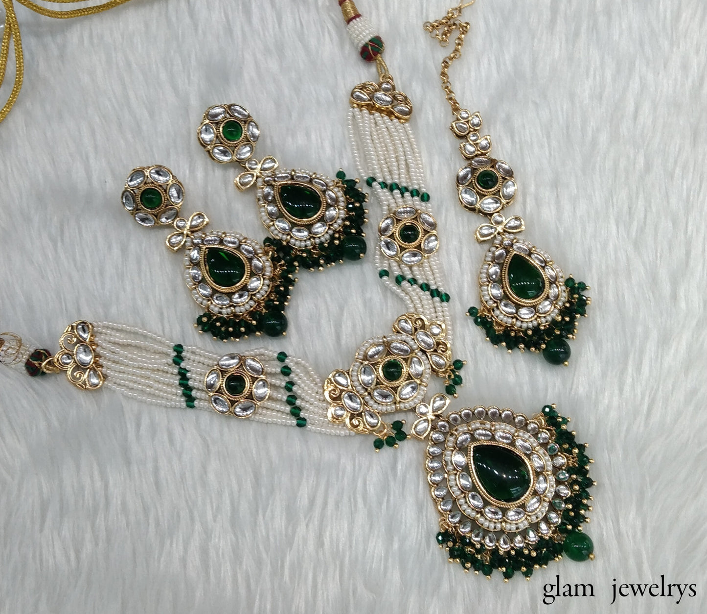 Green kundan Indian jewellery choker Balwinder sets