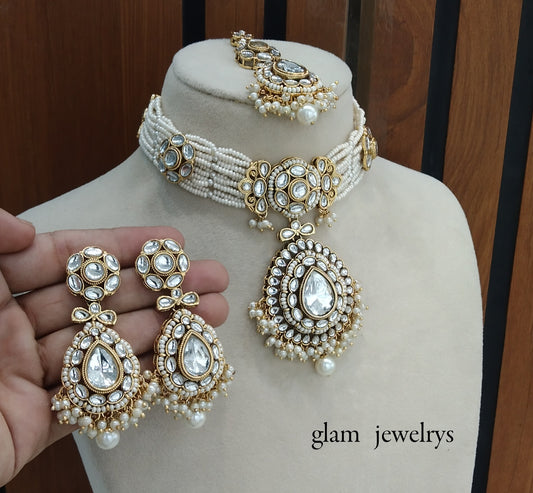 Gold kundan Indian jewellery choker Balwinder sets