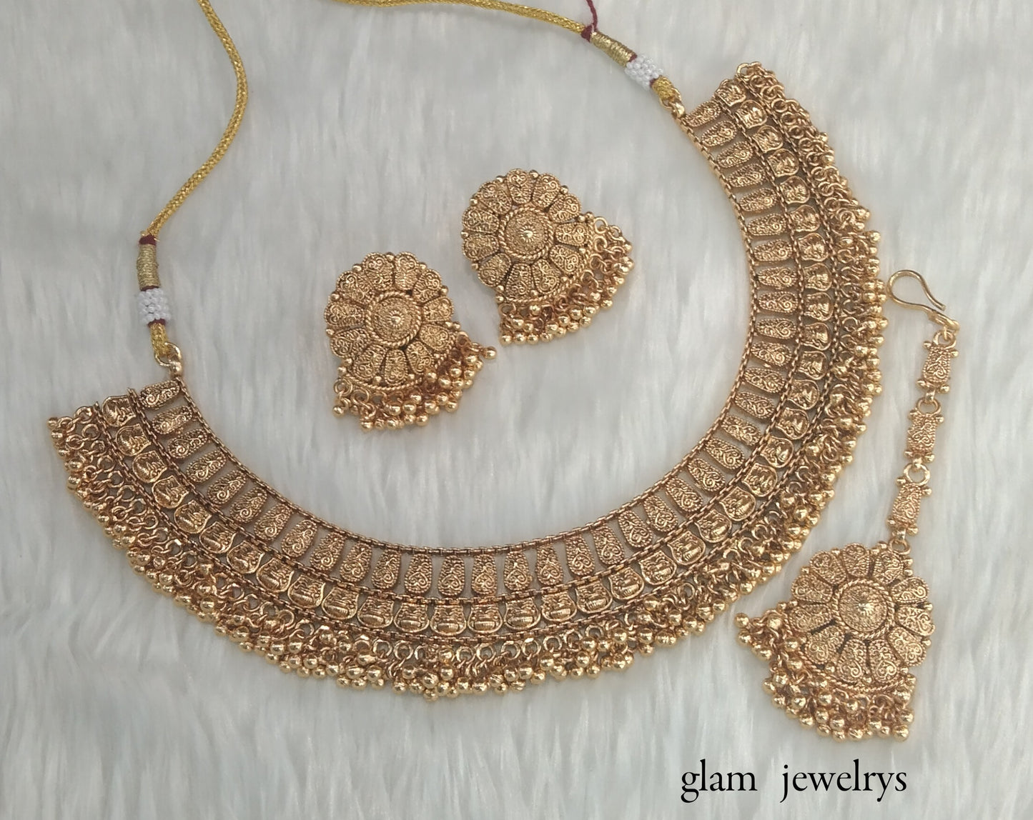 Gold polki Necklace set/ Gold Necklace Kiran set