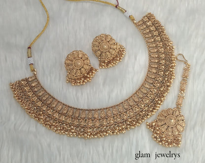 Gold polki Necklace set/ Gold Necklace Kiran set