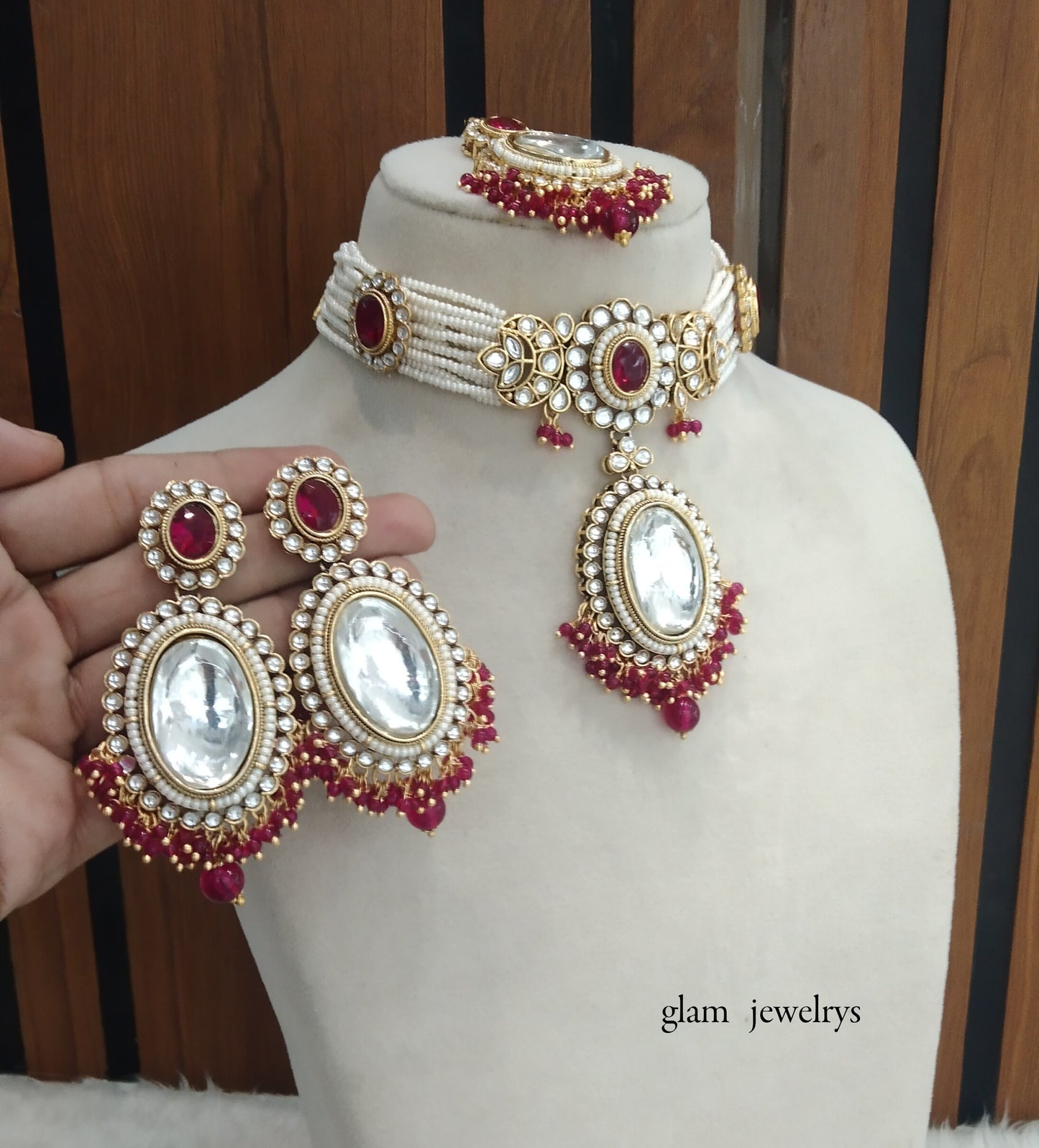 Magenta kundan Choker Indian jewellery Sharan sets