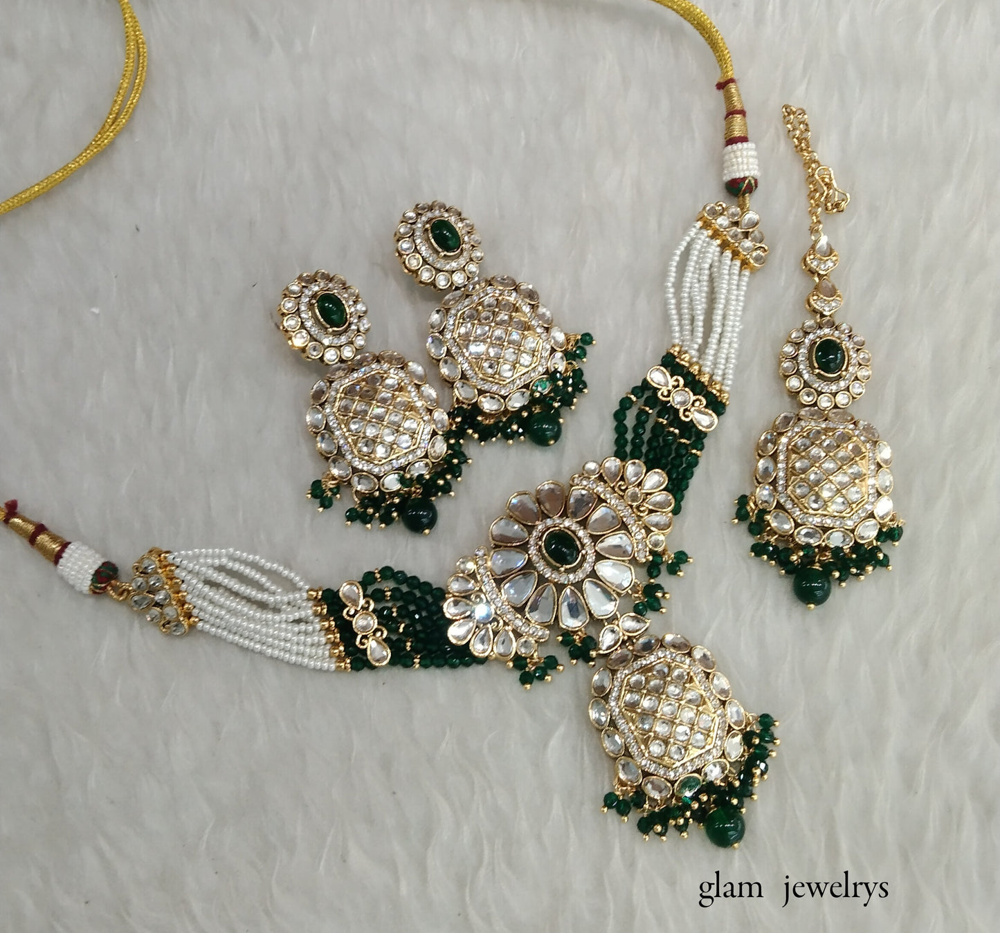 Green kundan Choker Indian jewellery Joti sets