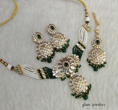Green kundan Choker Indian jewellery Joti sets