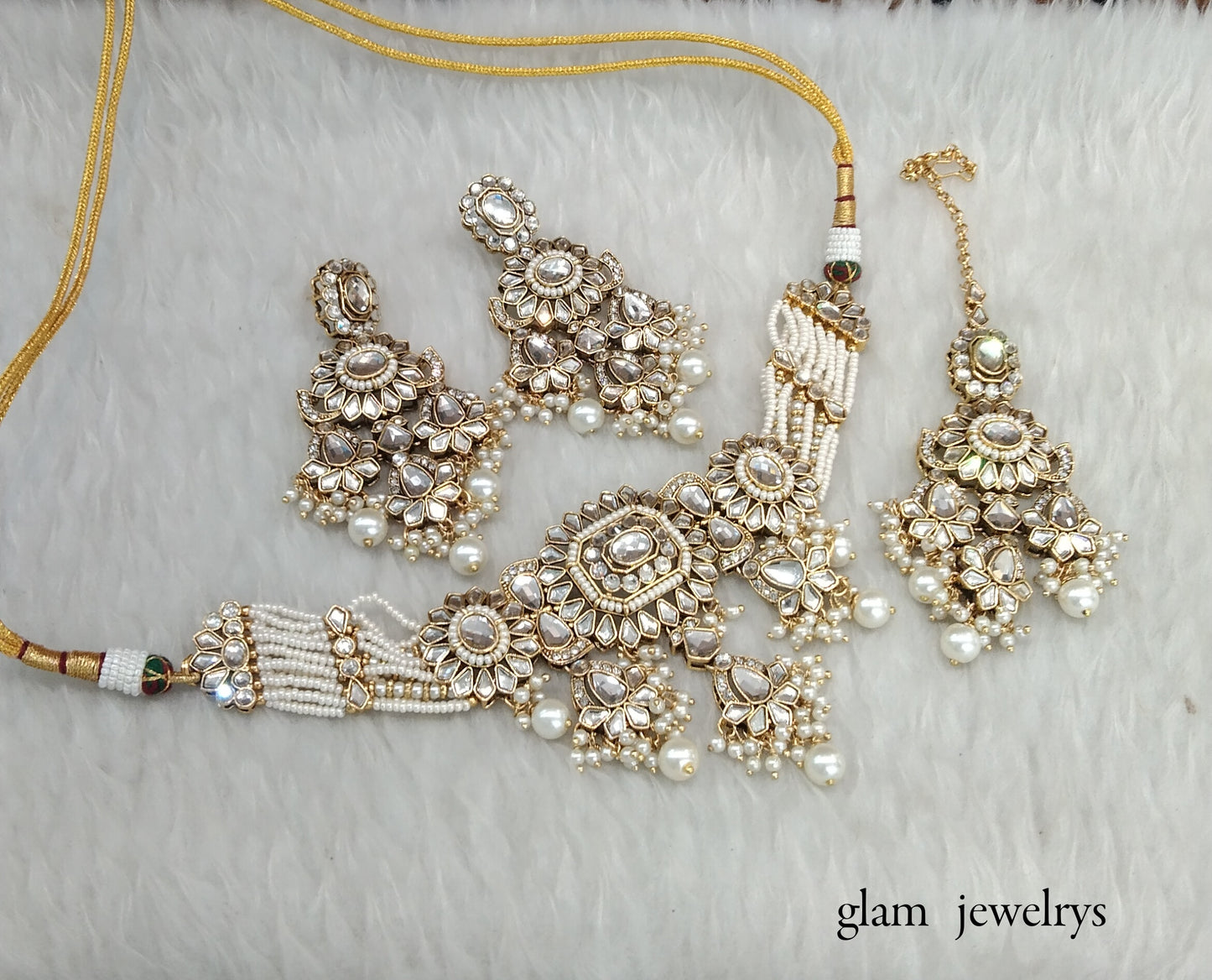 white Gold kundan Choker Indian jewellery Lovely sets