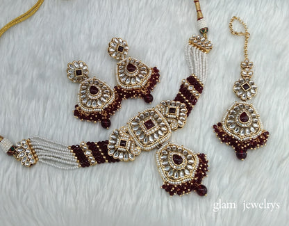 Maroon kundan Choker Indian jewellery Reetu sets