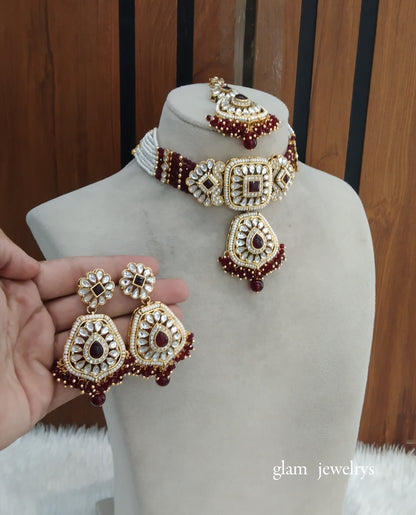 Maroon kundan Choker Indian jewellery Reetu sets