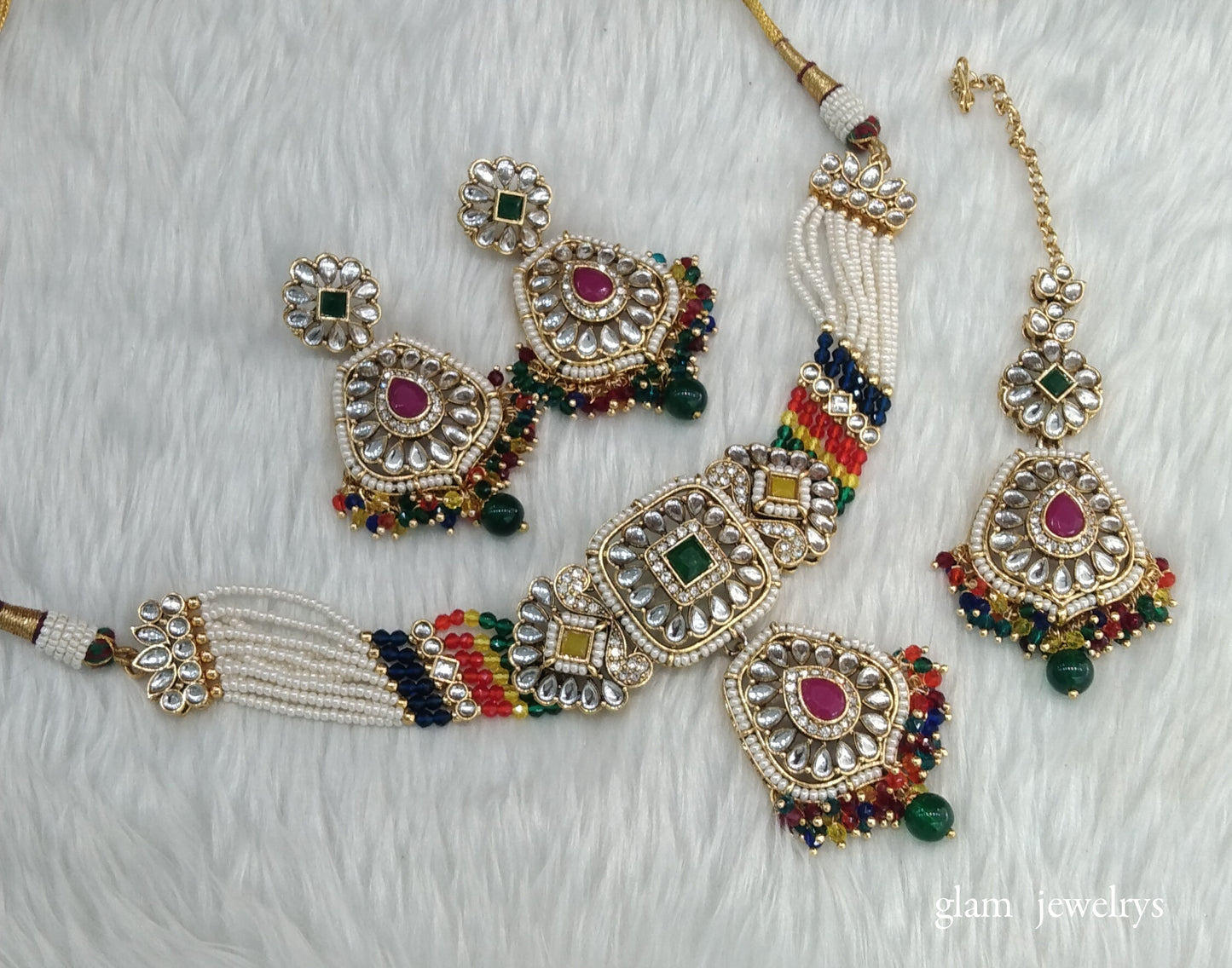 Multi color  kundan Choker Indian jewellery Reetu sets