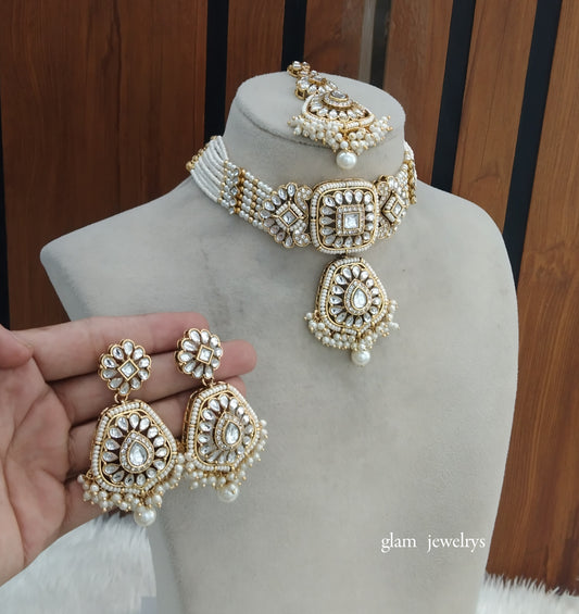 Gold White kundan Choker Indian jewellery Reetu sets