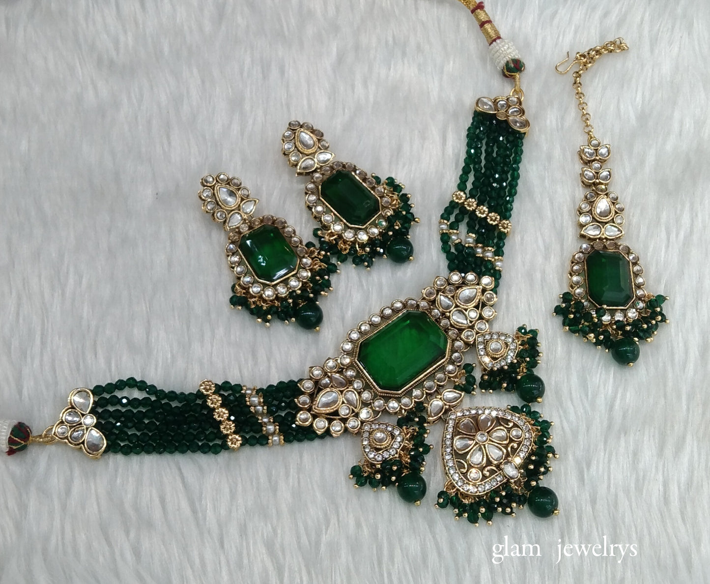 Green kundan Choker Indian jewellery Gurleen sets