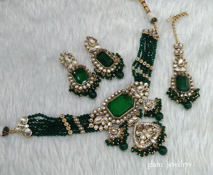 Green kundan Choker Indian jewellery Gurleen sets