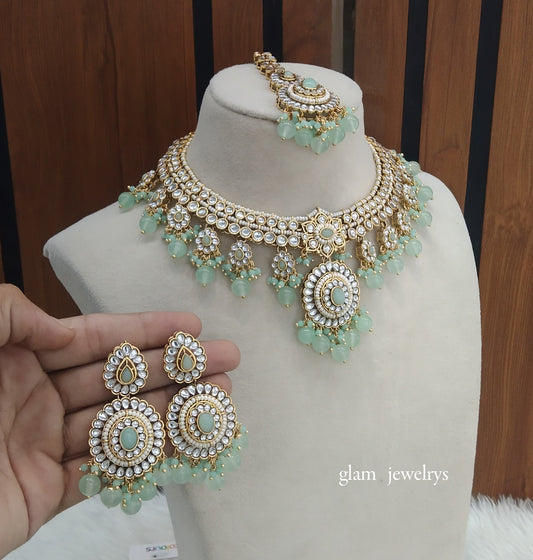 Mint Kundan necklace Set/ kundan Indian jewellery Preeti sets