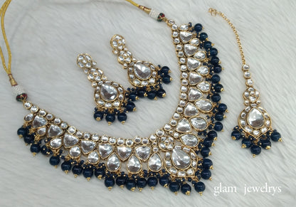 Blue Kundan necklace Set/ kundan Indian jewellery Mekha sets