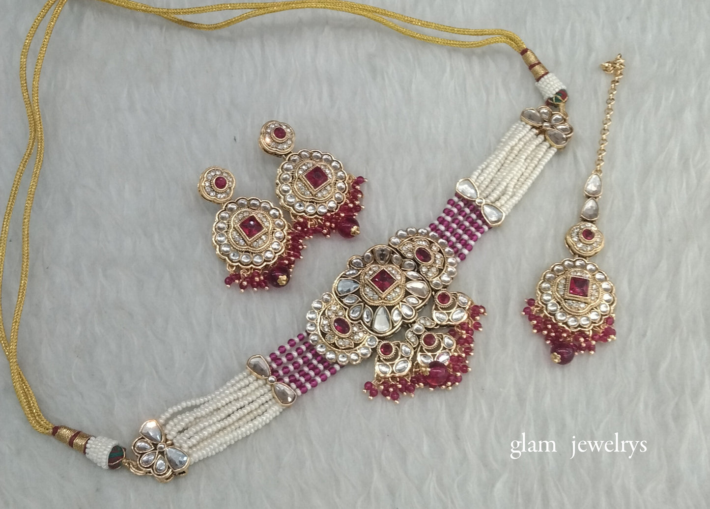 Magenta kundan Choker Indian jewellery Jasveer sets