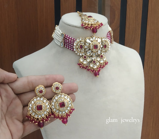 Magenta kundan Choker Indian jewellery Jasveer sets
