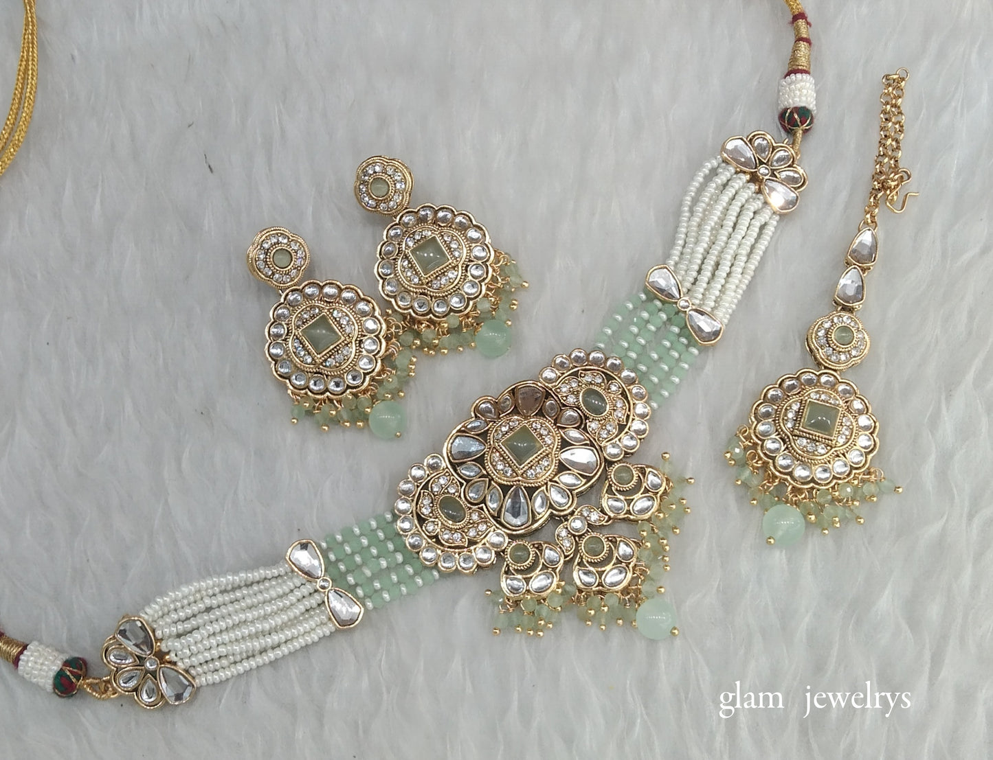 Mint kundan Choker Indian jewellery Jasveer sets