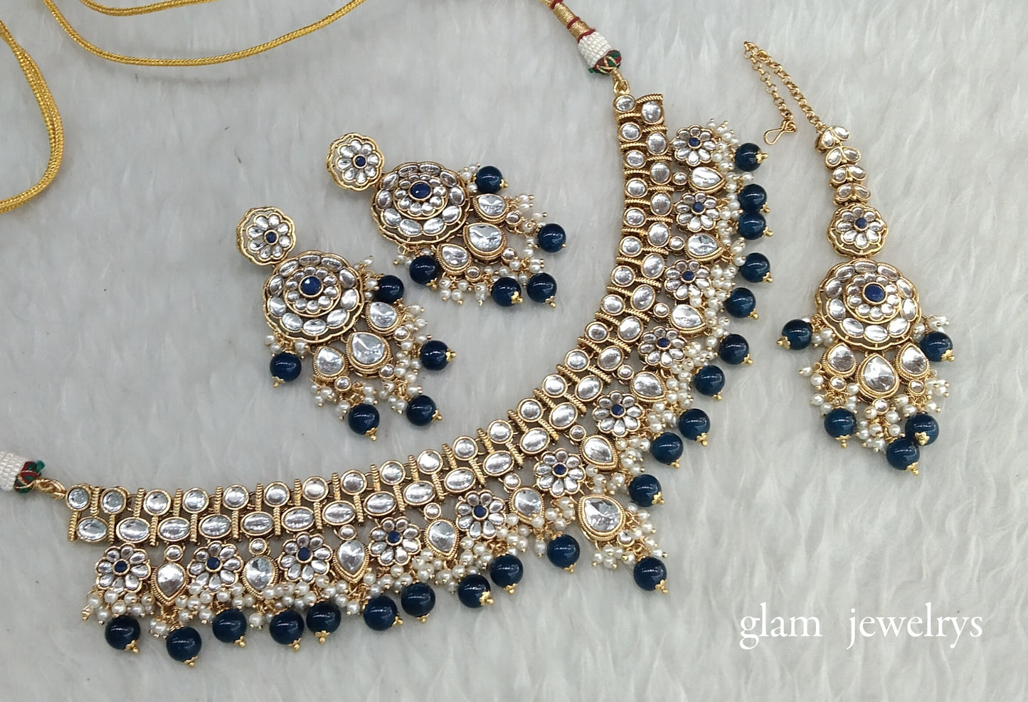 Blue Kundan necklace Set/ kundan Indian jewellery Simran sets