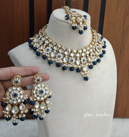 Blue Kundan necklace Set/ kundan Indian jewellery Simran sets