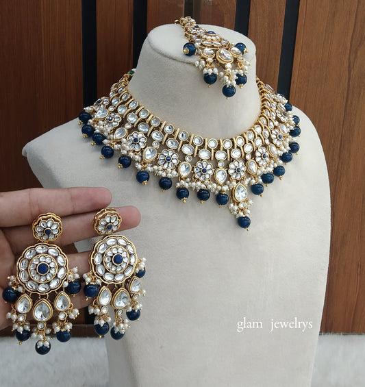 Blue Kundan necklace Set/ kundan Indian jewellery Simran sets