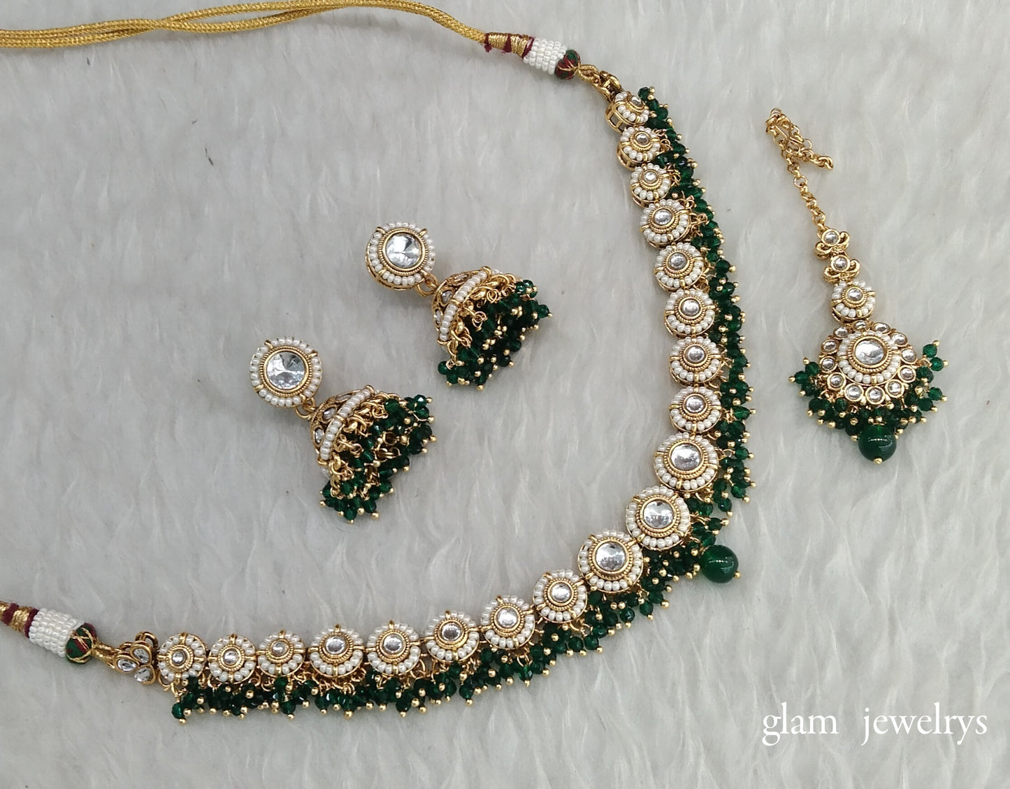 green Kundan necklace Set/ kundan Indian jewellery Ruhi sets