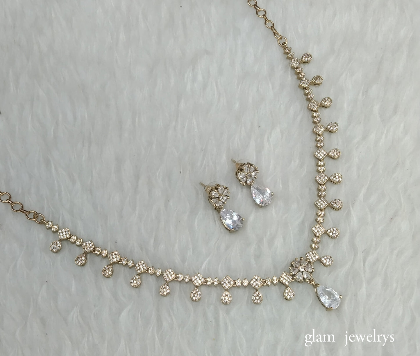 Antique American Diamond AD Eliza Necklace Set /Indian Necklace Set