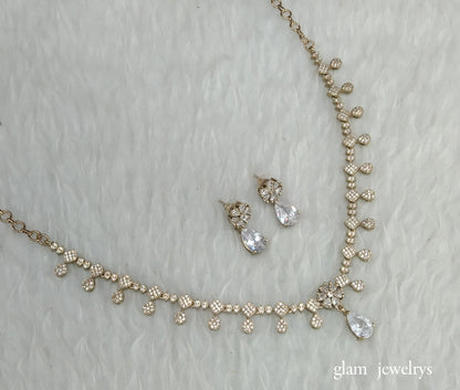 Antique American Diamond AD Eliza Necklace Set /Indian Necklace Set