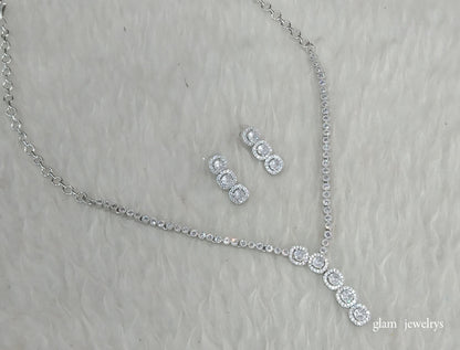 Silver American Diamond AD Maya Necklace Set /Indian Necklace Set