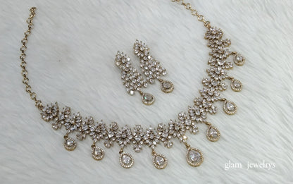 Antique American Diamond AD Simrit Necklace Set /Indian Necklace Set