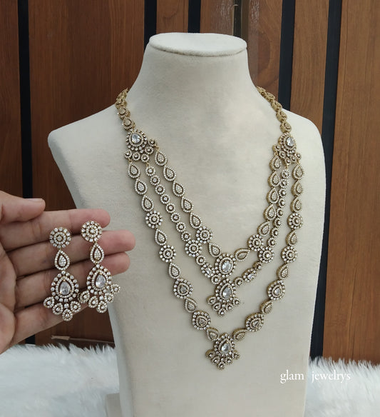 Antique Diamond AD Noor Necklace Set /Indian Necklace Set