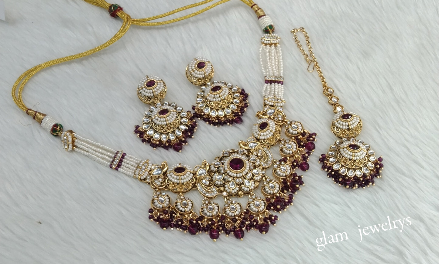 Purple kundan Choker Indian jewellery Priyanka sets
