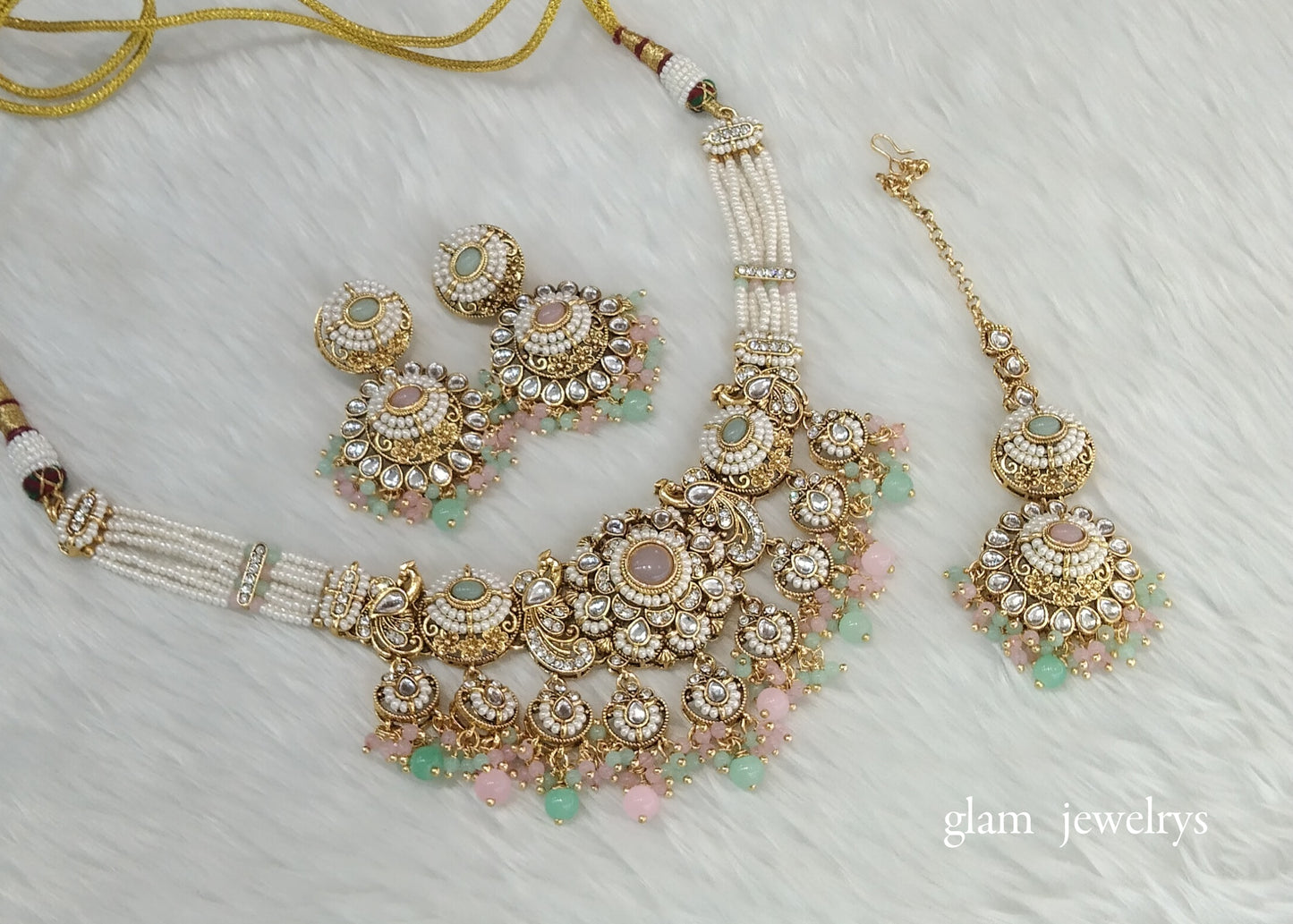 Mint Pink Choker Indian jewellery Priyanka sets