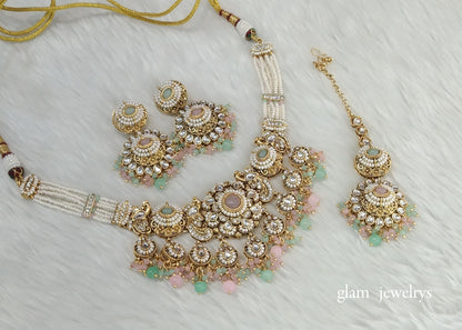 Mint Pink Choker Indian jewellery Priyanka sets