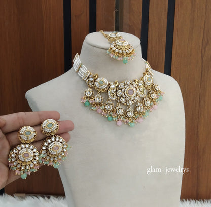 Mint Pink Choker Indian jewellery Priyanka sets