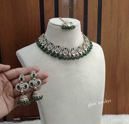 Antique Green Necklace Indian Jewelry Anvi Set