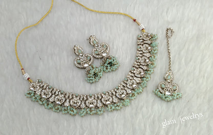 Antique Mint Necklace Indian Jewelry Anvi Set