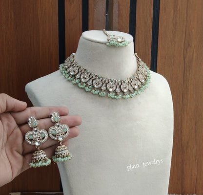 Antique Mint Necklace Indian Jewelry Anvi Set