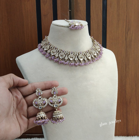 Antique Lavender Necklace Indian Jewelry Anvi Set