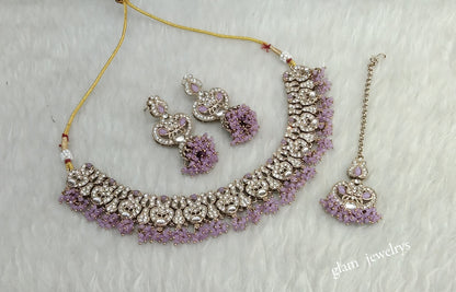 Antique Lavender Necklace Indian Jewelry Anvi Set