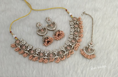 Antique Peach Necklace Indian Jewelry Anvi Set