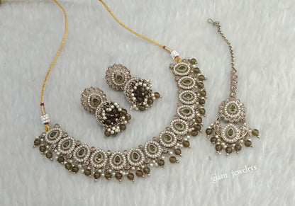 Antique Mehdi Necklace Indian Jewelry Gira Set