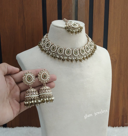 Antique Mehdi Necklace Indian Jewelry Gira Set