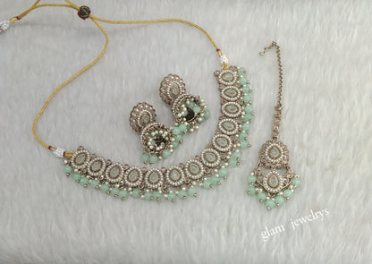 Antique Mint Necklace Indian Jewelry Gira Set