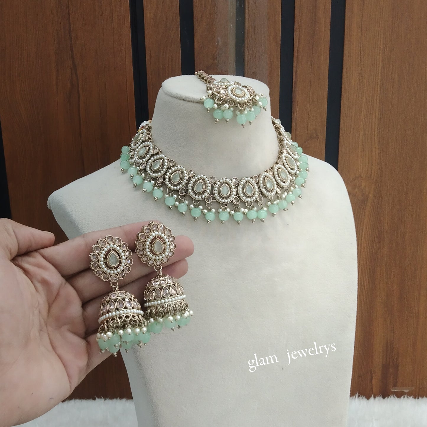 Antique Mint Necklace Indian Jewelry Gira Set