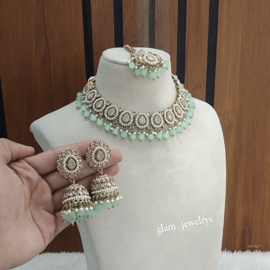 Antique Mint Necklace Indian Jewelry Gira Set