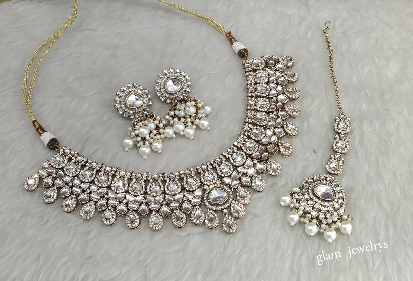 Antique White Necklace Indian Jewelry Sanya Set