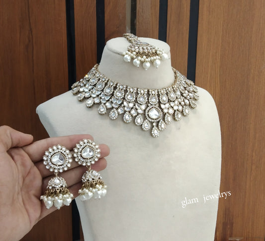 Antique White Necklace Indian Jewelry Sanya Set