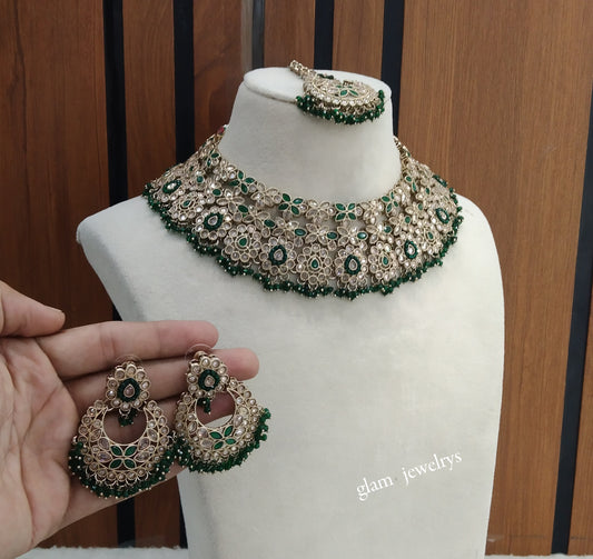 Antique Green Necklace Indian Jewelry Meera Set
