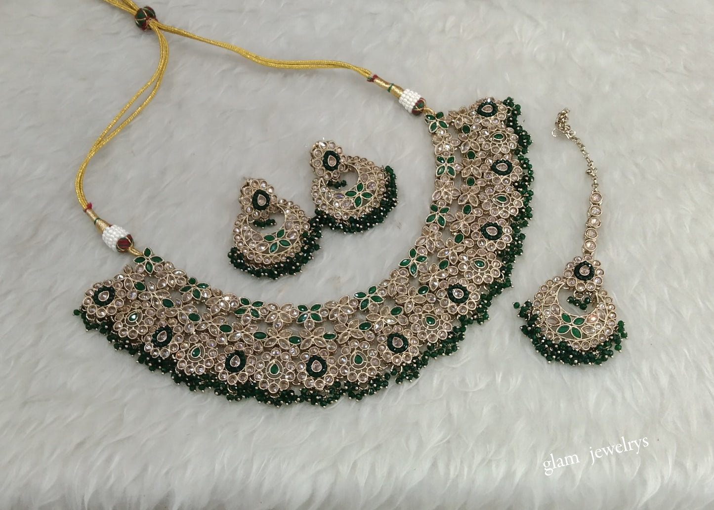 Antique Green Necklace Indian Jewelry Meera Set